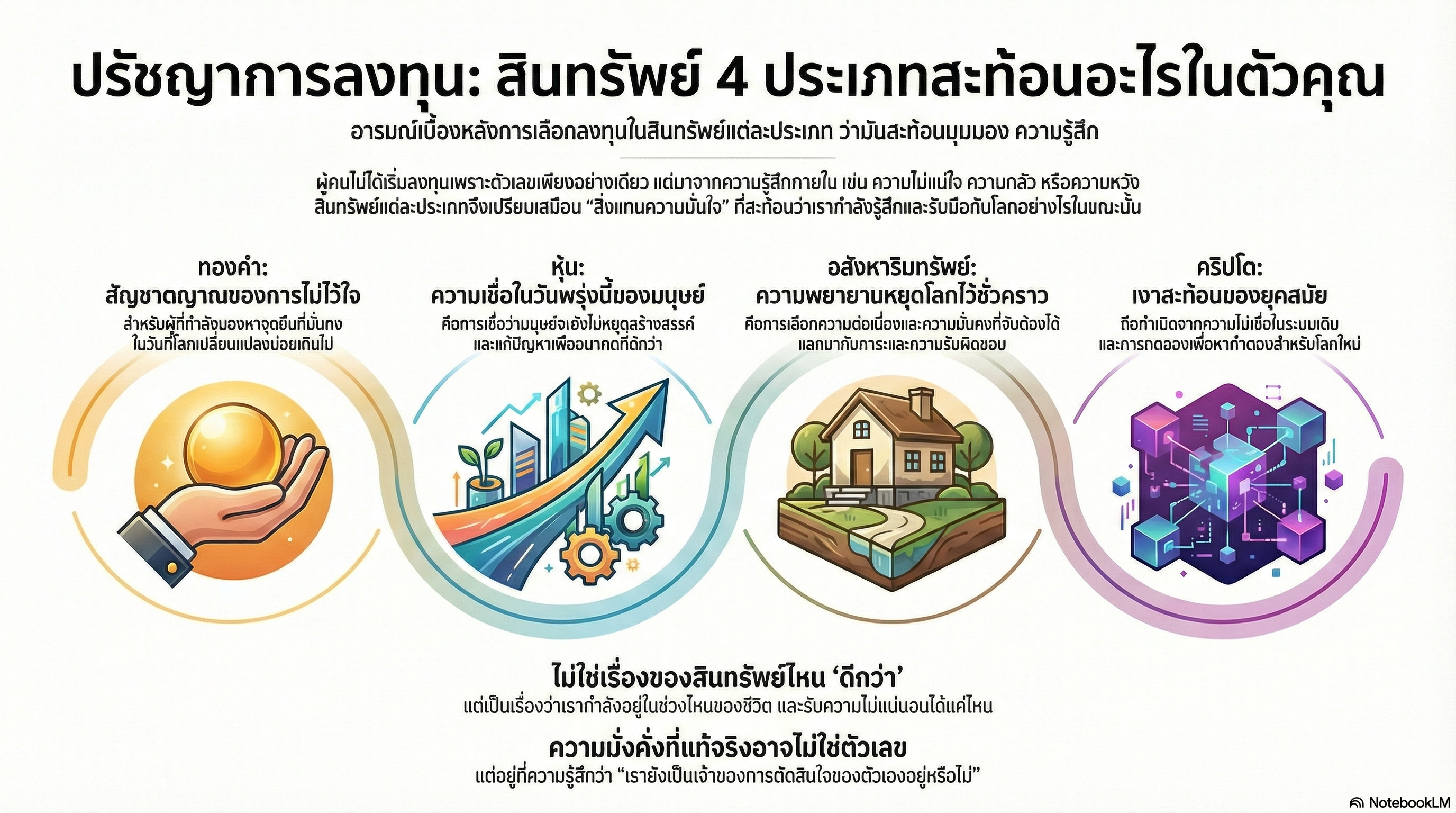 ปรัชญาการลงทุน เปรียบเทียบทองคำ หุ้น อสังหาริมทรัพย์ และคริปโต ในภาวะโลกไม่แน่นอน